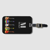 Étiquette À Bagage Guitare Psychedélique Funky Monogramme (Devant Horizontal)