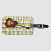 Étiquette À Bagage Guitare Sur Partition Roulée ~ (Devant Horizontal)
