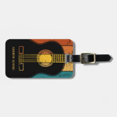 Étiquette À Bagage Guitare vintage personnalisée (Devant horizontal)