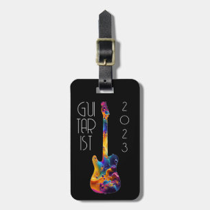 ÉTIQUETTE À BAGAGE GUITARISTE 2023 GROUPE DE GUITAR COLORÉ CADEAU