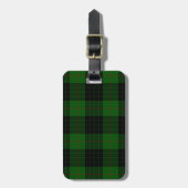 Étiquette À Bagage Gunn tartan vert noir plaid (Devant Vertical)