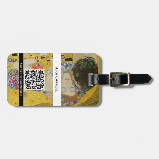 Étiquette À Bagage Gustav Klimt - Le baiser - Code QR (Devant horizontal)