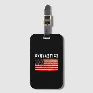Étiquette À Bagage Gymnastique Grunge Américain Drapeau USA