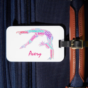Étiquette À Bagage Gymnastique Mot Cloud avec nom