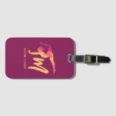 Étiquette À Bagage Gymnastique Papeterie | Pose initiale de monogramm (Devant Horizontal)