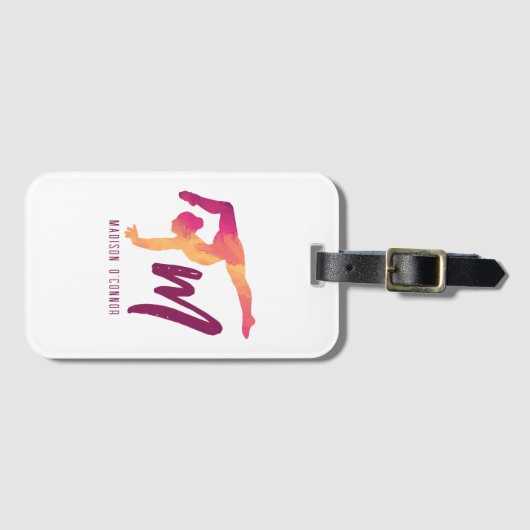 Étiquette À Bagage Gymnastique Papeterie | Pose initiale de monogramm (Devant Horizontal)