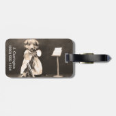 Étiquette À Bagage Habillé chiot avec le violon (Dos horizontal)