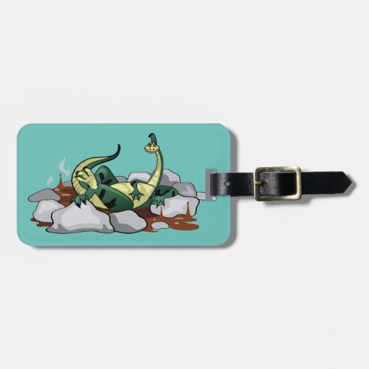 Étiquette À Bagage Hadrosaurus Se Détendre Dans Un Jacuzzi. (Devant horizontal)
