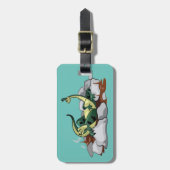 Étiquette À Bagage Hadrosaurus Se Détendre Dans Un Jacuzzi. (Devant Vertical)