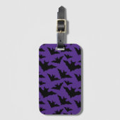 Étiquette À Bagage Halloween chauves-souris violet cool éffrayant mot (Devant Vertical)