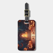 Étiquette À Bagage Halloween Citrouille brillant (Devant Vertical)