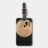 Étiquette À Bagage Halloween gothique chat noir avec pleine lune (Devant Vertical)