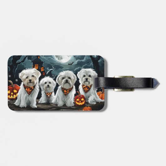 Étiquette À Bagage Halloween maltais Éffrayant (Dos horizontal)