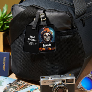 Étiquette À Bagage Halloween squelette déplaisant