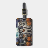 Étiquette À Bagage Halloween Tibétain Terrier Éffrayant (Devant Vertical)