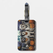 Étiquette À Bagage Halloween Tibétain Terrier Éffrayant (Dos Vertical)