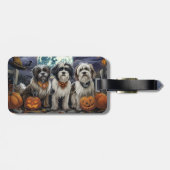 Étiquette À Bagage Halloween Tibétain Terrier Éffrayant (Dos horizontal)