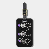 Étiquette À Bagage Halloween Whimsy Dancing Skeletons Purple Top Chap (Devant Vertical)