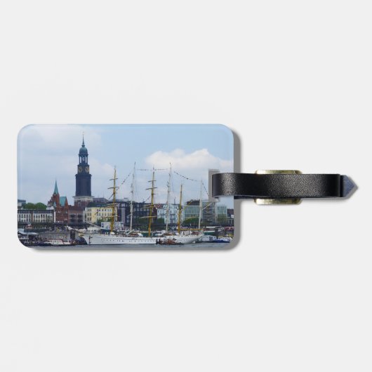 Étiquette À Bagage Hambourg Harbor Port Michel Allemagne (Dos horizontal)