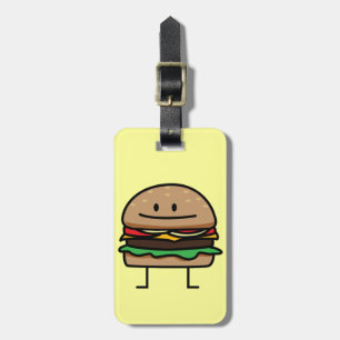 Étiquette À Bagage Hamburger heureux