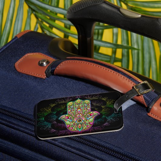 Étiquette À Bagage Hamsa Fatma Main Psychedelic Art (Insitu Rectoal 3)