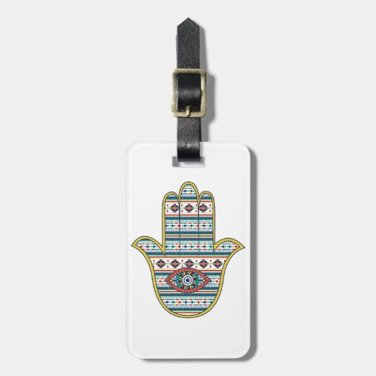 Étiquette À Bagage HAMSA Main du symbole Fatima (Devant Vertical)
