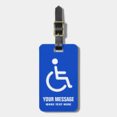 Étiquette À Bagage Handicap désactivé symbole ajouter le message bleu (Devant Vertical)