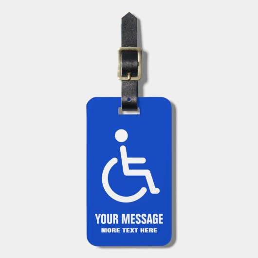 Étiquette À Bagage Handicap désactivé symbole ajouter le message bleu (Devant Vertical)