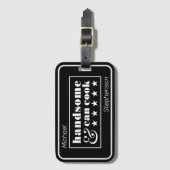 Étiquette À Bagage Handsome & Can Cook Black Typography Father's Day (Devant Vertical)