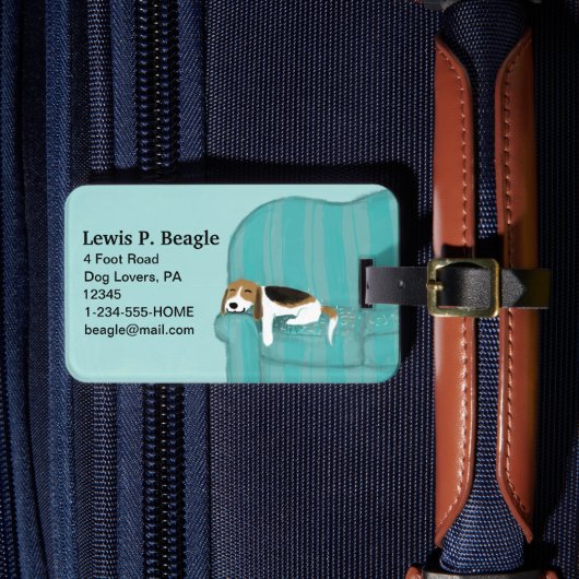Étiquette À Bagage Happy Couch Beagle | Chien mignon personnalisé (Insitu Rectoal 4)