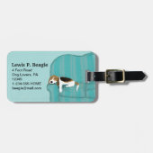 Étiquette À Bagage Happy Couch Beagle | Chien mignon personnalisé (Devant horizontal)