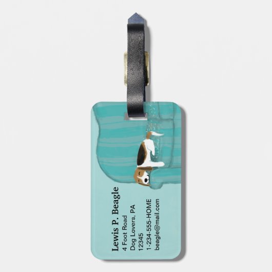 Étiquette À Bagage Happy Couch Beagle | Chien mignon personnalisé (Dos Vertical)