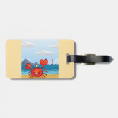 Étiquette À Bagage Happy Crab on Beach with Lighthouse (Dos horizontal)