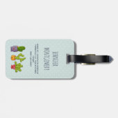 Étiquette À Bagage Happy Cute Cactus dans les pots de fleurs Illustra (Dos horizontal)