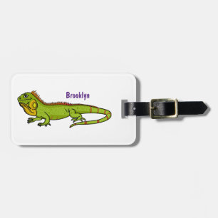Étiquette À Bagage Happy green iguana cartoon