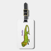 Étiquette À Bagage Happy green iguana cartoon (Devant Vertical)