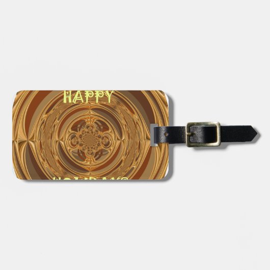 Étiquette À Bagage Happy Holidays Circle Art Print/Design (Devant horizontal)