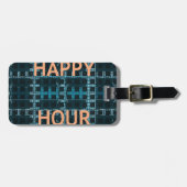 Étiquette À Bagage Happy Hour Texte bleu Vector Art Imprimer (Devant horizontal)