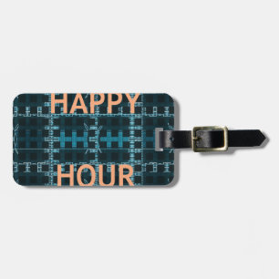 Étiquette À Bagage Happy Hour Texte bleu Vector Art Imprimer