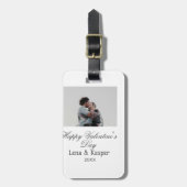 Étiquette À Bagage Happy Valentine's day couple photo modern simple t (Devant Vertical)