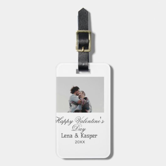 Étiquette À Bagage Happy Valentine's day couple photo modern simple t (Devant Vertical)