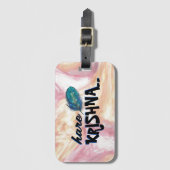 Étiquette À Bagage "Hare Krishna" Peacock Feather Hindu (Devant Vertical)