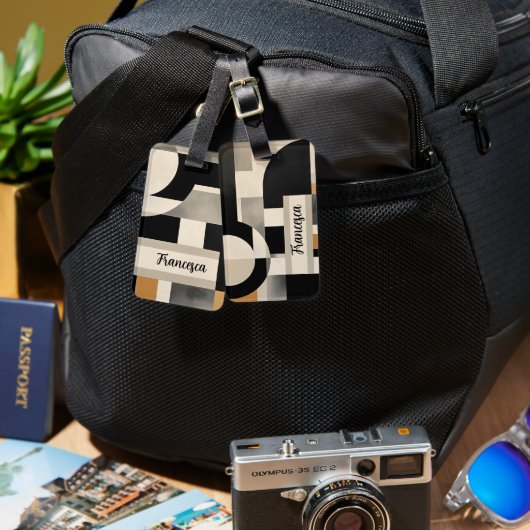 Étiquette À Bagage Harmonie dans les tons : Composition Abstraite de  (Recto & Verso)