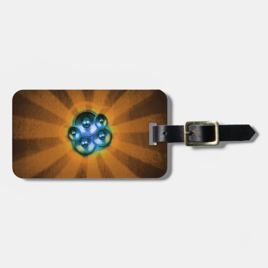 Étiquette À Bagage Haut-parleurs de musique et sunburst orange (Devant horizontal)