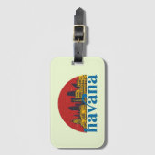 Étiquette À Bagage Havana Cuba Retro City Skyline Cityscape Art (Devant Vertical)