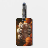 Étiquette À Bagage Havanais chiot automne ravi Citrouille (Dos Vertical)