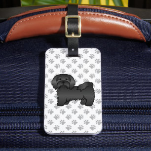 Étiquette À Bagage Havanais noir Chien de dessin animé mignon & Texte