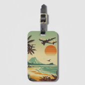 Étiquette À Bagage Hawaï vintage/tropical (Devant Vertical)