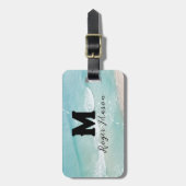 Étiquette À Bagage Hawaii bleu océan & plage de sable photo nom perso (Devant Vertical)