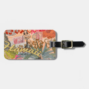 Étiquette À Bagage Hawaii Hula Voyage Fleur Vintage